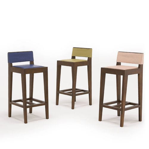 Chaise de bar contemporaine - MALMO - egoitaliano - d'intérieur / en cuir / avec piètement en bois