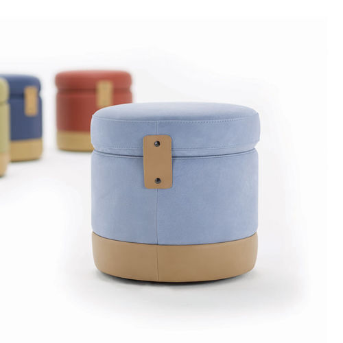 Pouf contemporain - TONDER - egoitaliano - en cuir / rond / avec rangement