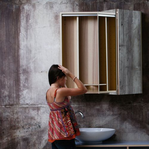 Meuble de salle de bain avec miroir - M1500 - MINT Furniture - contemporain / résidentiel / en chêne