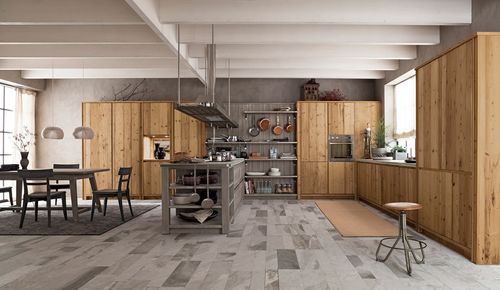 Cuisine contemporaine - MAESTRALE M03 - Scandola - en bois / en pierre / avec îlot