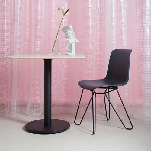 Table bistrot contemporaine - MEYER - OBJEKTE UNSERER TAGE - en frêne / avec piètement en acier inoxydable / rectangulaire