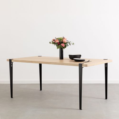Table à manger contemporaine - BRIXTON  - TIPTOE - en chêne / avec piètement en acier thermolaqué / rectangulaire