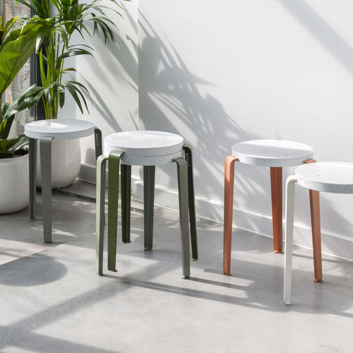Tabouret contemporain - LOU VENEZIA - TIPTOE - en plastique / en matières recyclées / avec piètement en acier à revêtement par poudre
