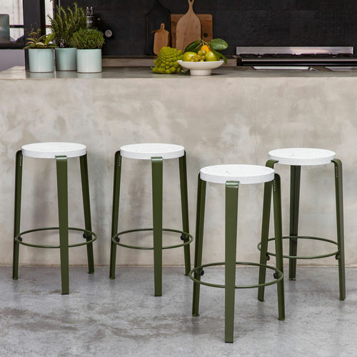 Tabouret de bar contemporain - MI LOU VENEZIA - TIPTOE - en plastique / en matières recyclées / avec piètement en acier à revêtement par poudre