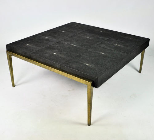 Table basse contemporaine - TB COF METEOR - GINGER BROWN - en galuchat / avec piètement en métal / rectangulaire