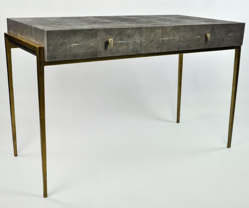Bureau contemporain - METEOR - GINGER BROWN - en métal / en galuchat / avec rangement