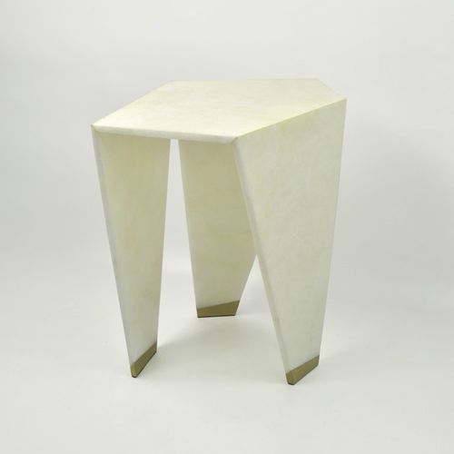Table d'appoint contemporaine - TB HEXA CRS/BR - GINGER BROWN - en cristal / avec piètement en laiton / avec piètement en cristal