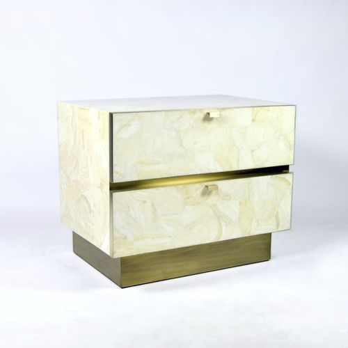Table de chevet contemporaine - BS KRYOS - GINGER BROWN - en cristal / avec piètement en laiton brossé / rectangulaire