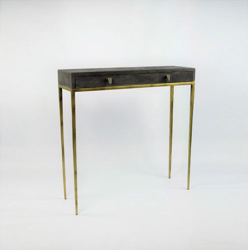Console contemporaine - CS419 ST/BR - GINGER BROWN - en galuchat / avec piètement en métal / rectangulaire