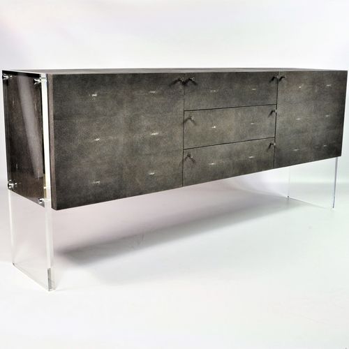Buffet contemporain - CB917 ST PL - GINGER BROWN - en Plexiglas® / en galuchat / sur mesure