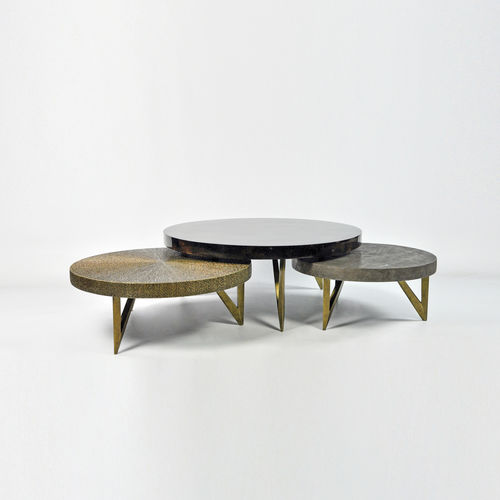 Table basse contemporaine - TB COF REEF 3 - GINGER BROWN - en fibre naturelle / en galuchat / en coquillages