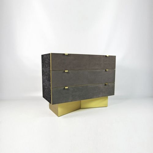 Commode contemporaine - CH APODIS LAV/ST - GINGER BROWN - en laiton brossé / en pierre / en galuchat