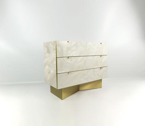 Commode contemporaine - CH APODIS KBB - GINGER BROWN - en laiton brossé / en coquillages / sur mesure