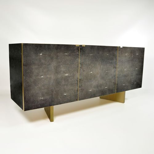 Buffet contemporain - CB CELESTE LV/ST - GINGER BROWN - en laiton brossé / en pierre de lave / en galuchat