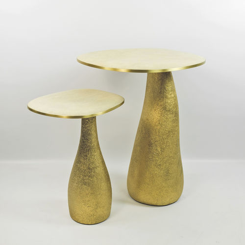 Table d'appoint design organique - TB OVOID ST - GINGER BROWN - en laiton brossé / en galuchat / avec piètement en fibre de verre