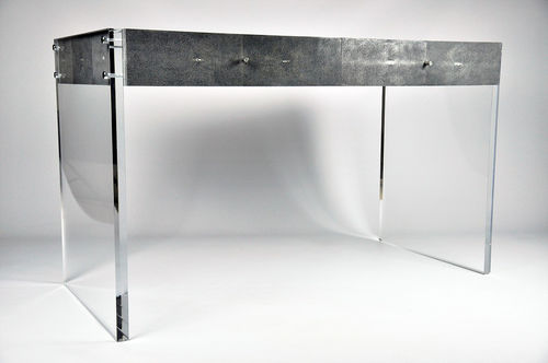 Bureau contemporain - D807ST/PL - GINGER BROWN - en galuchat / en Plexiglas® / avec rangement