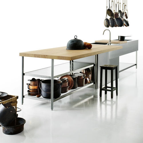 Cuisine d'extérieur - OPEN - Boffi - contemporaine / en iroko / en verre