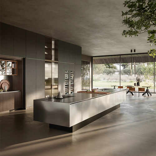 Cuisine contemporaine - NOVANTA - Boffi - en inox / avec îlot / sans poignée