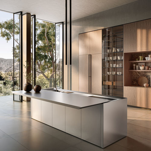 Cuisine contemporaine - K6 - Boffi - en bois / en acier inoxydable brossé / en Corian®