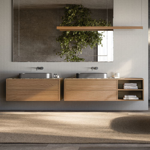 Meuble vasque double - WOOD IN - Boffi - suspendu / en bois / en marbre
