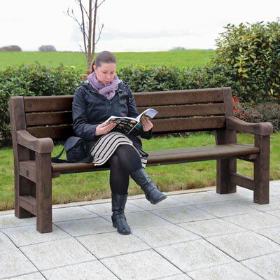 Banc public rustique - ELWOOD™  - Glasdon Group Limited - en plastique recyclé / en composite / avec dossier
