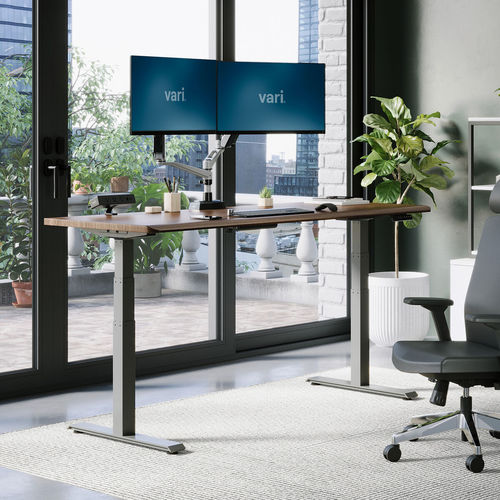 Bureau sur pied - 402279 - VARIDESK - contemporain / en bois / droit