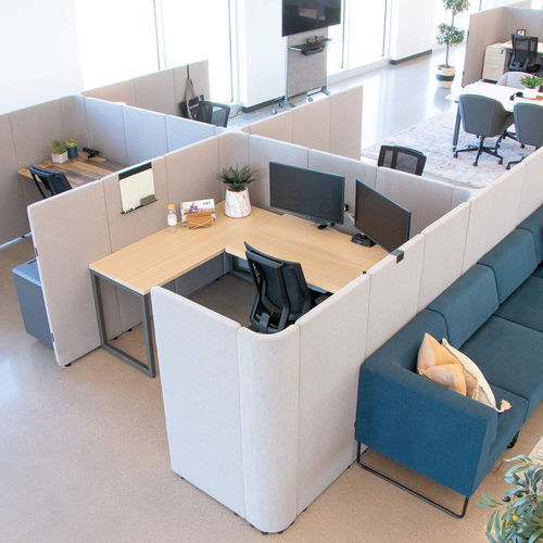 Séparateur de bureau au sol - QUICKFLEX CUBES™ - VARIDESK - en feutre / modulable / de protection