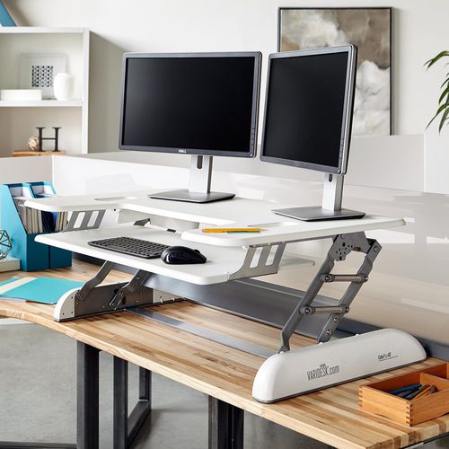Bureau contemporain - CUBE PLUS 40™ WHITE - VARIDESK - en métal / à hauteur réglable / professionnel