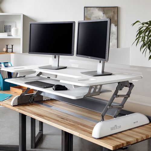 Bureau contemporain - CUBE PLUS 48™ WHITE - VARIDESK - en métal / à hauteur réglable / professionnel