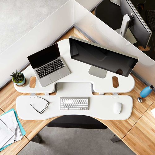 Bureau contemporain - CUBE CORNER 48™ WHITE - VARIDESK - en métal / d'angle / à hauteur réglable