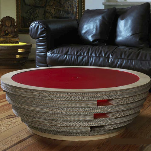 Table basse design original - TAPPO-XL - Lessmore - en bambou / en carton / avec piètement en bambou