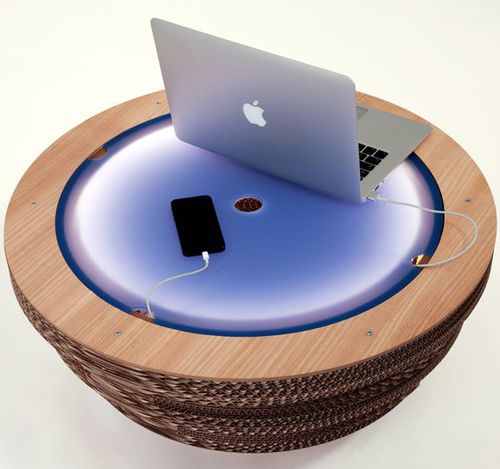 Table basse design original - TAPPO - Lessmore - en bambou / en carton / avec piètement en bambou