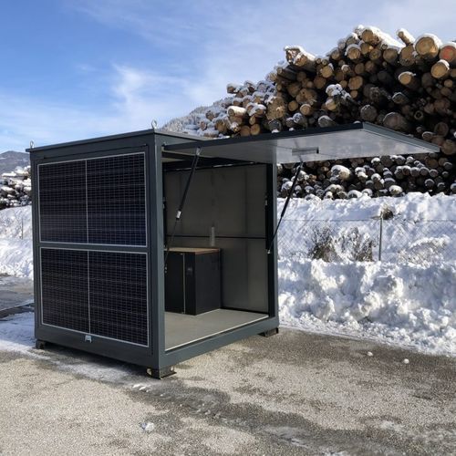 Kiosque à énergie solaire - CUBOX ECO - HBT Energietechnik e.U. - commercial / d'information / de restauration