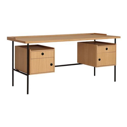 Bureau sur pied - MARCEL - take me HOME. - design Bauhaus / en acier à revêtement par poudre / en placage de bois