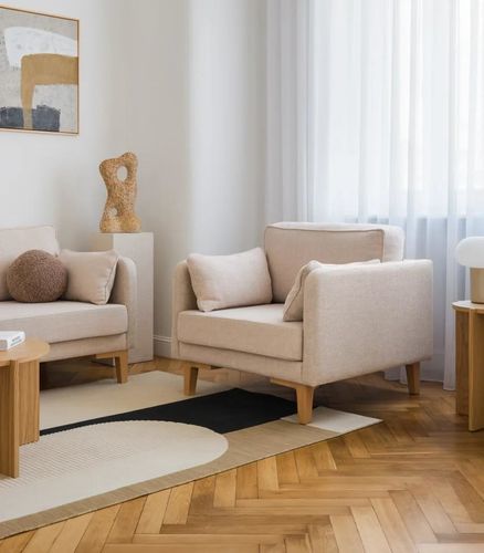 Fauteuil de style scandinave - ALBA - take me HOME. - en lin / en coton / en hêtre