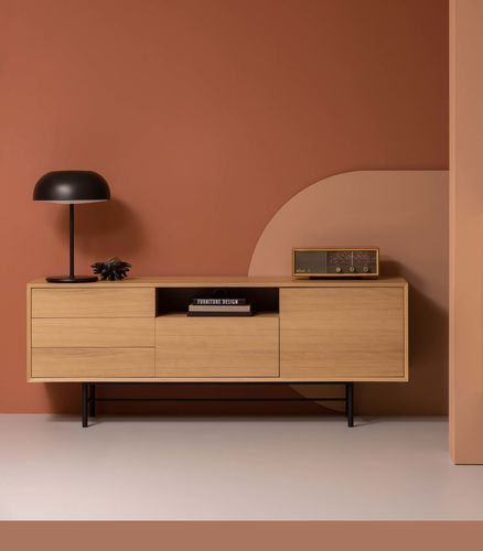 Buffet moderne - AURORA - take me HOME. - en placage de bois / en acier à revêtement par poudre / en chêne
