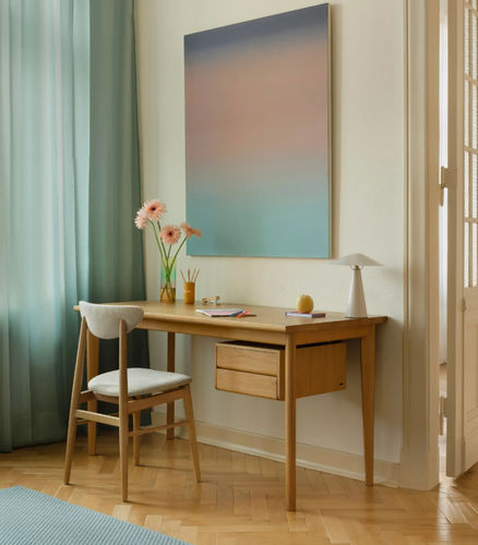 Bureau sur pied - OLSEN - take me HOME. - design minimaliste / en placage de bois / en bois massif