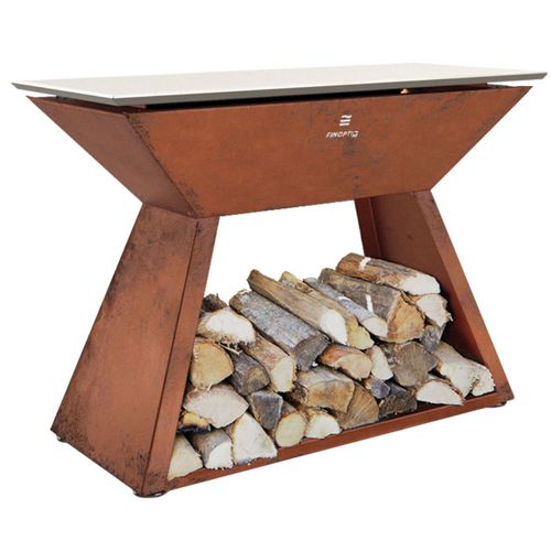 Plancha pour extérieur - DESSERTE - Finoptim - à bois / sur pied
