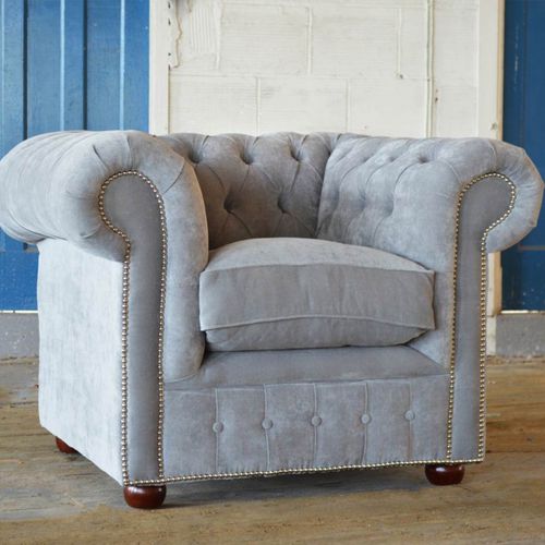 Fauteuil chesterfield - SOHO - Abode Sofas - en velours / gris