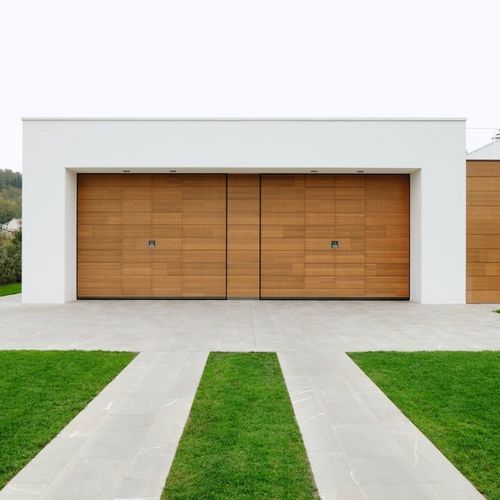 Porte de garage basculante - Secur Wall concept - SILVELOX GROUP SPA - en chêne / en mélèze / en okoumé