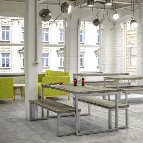 Ensemble table et bancs rustique - BLOCK - Frovi - en acier / en bois / d'intérieur