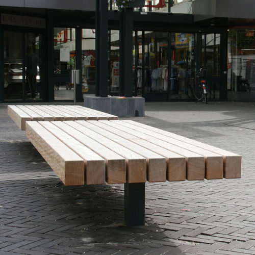 Banc public contemporain - MODULO DOUBLE - CROSO FRANCE - en bois exotique / en acier galvanisé / sans dossier