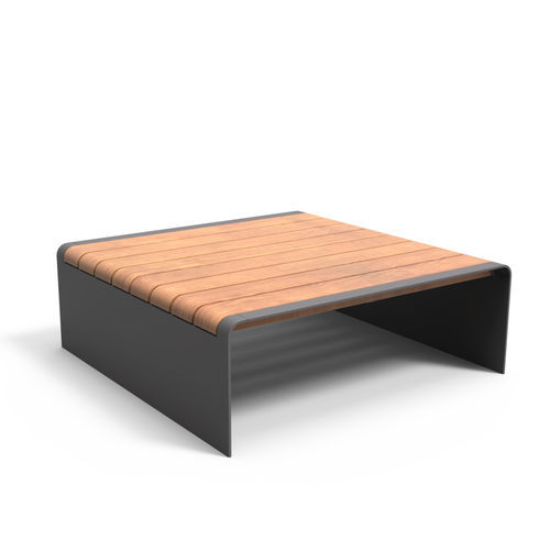 Banc public contemporain - BEND &agrave; planches - CROSO FRANCE - en bois exotique / en acier galvanisé / sans dossier