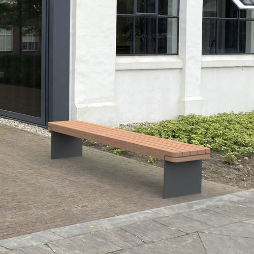 Banc public contemporain - RONDURE - CROSO FRANCE - en bois / en acier thermolaqué / sans dossier