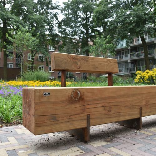 Banc public contemporain - PURE 3000 - CROSO FRANCE - en acier galvanisé / en bois / avec dossier