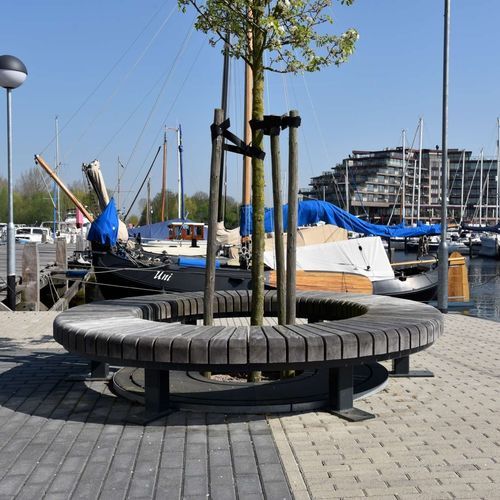 Banc public contemporain - MODULO Deluxe - CROSO FRANCE - en bois exotique / en acier galvanisé / sans dossier