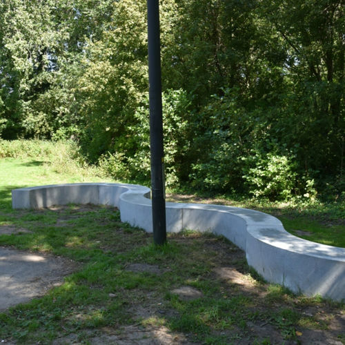 Banc public contemporain - GRID - Elément 4 - CROSO FRANCE - en béton / sans dossier / sans accoudoirs