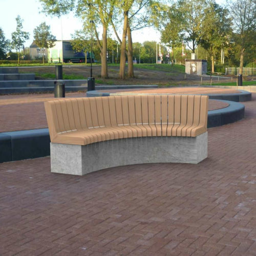 Banc public contemporain - GRID - Elément 8 - CROSO FRANCE - en bois / en béton / avec dossier
