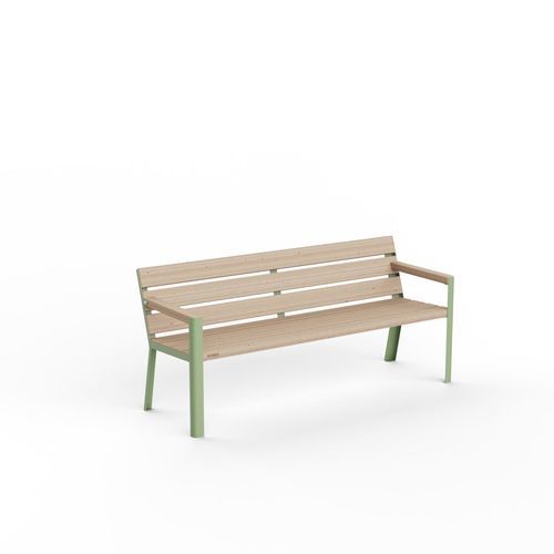 Banc public en acier inoxydable à revêtement par poudre - VONDA - CROSO FRANCE - en douglas / avec accoudoirs / pour espaces verts