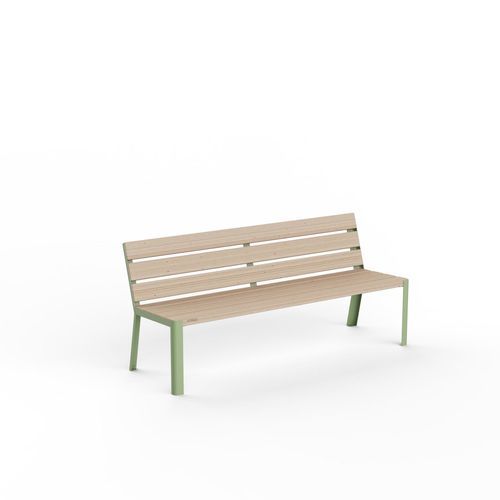 Banc public contemporain - VONDA - CROSO FRANCE - en acier inoxydable à revêtement par poudre / en douglas / table intégrée